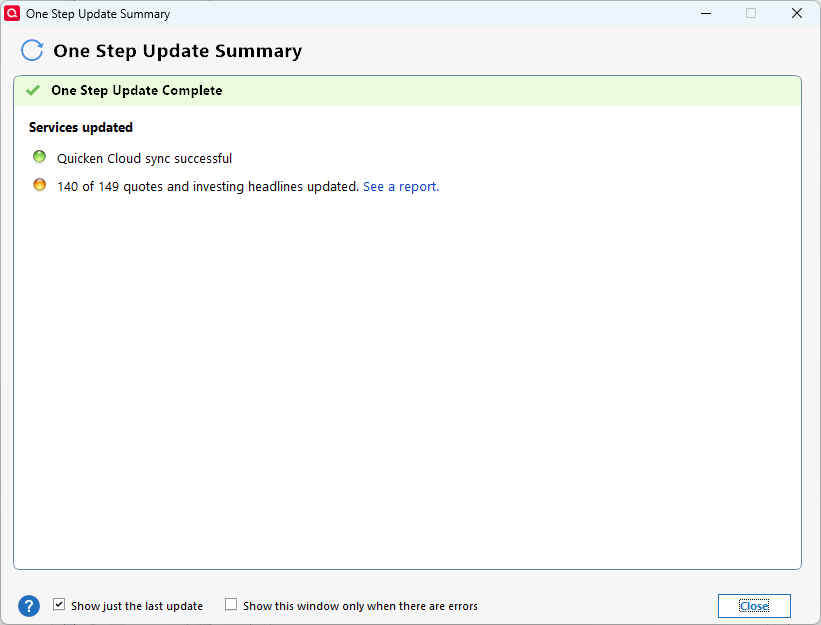 Summary Update One Step Update Summary no longer lists accounts included in update ...