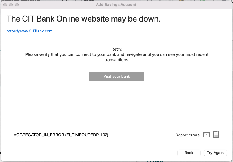 Connect to CIT bank — Quicken