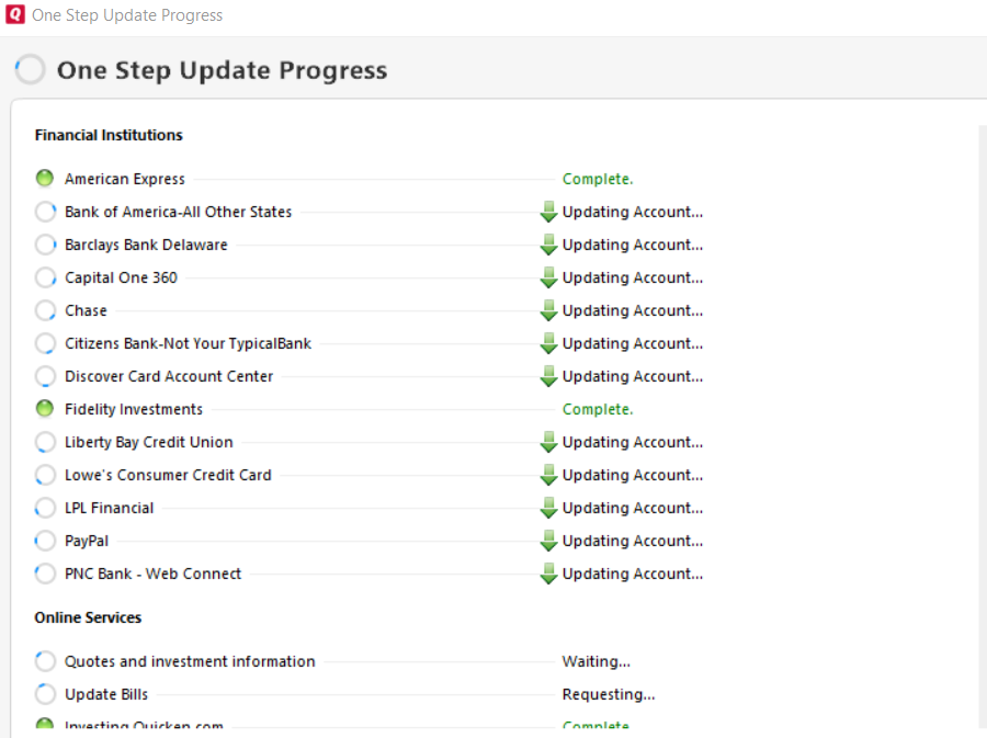 Quicken OneStep Update freezes won't complete Page 2 — Quicken