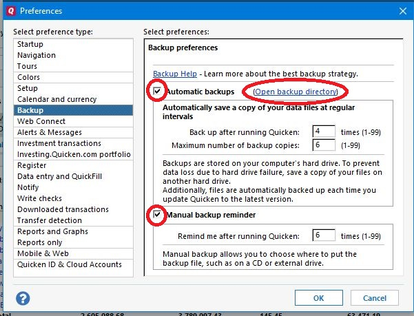 backup and restore quicken qif file