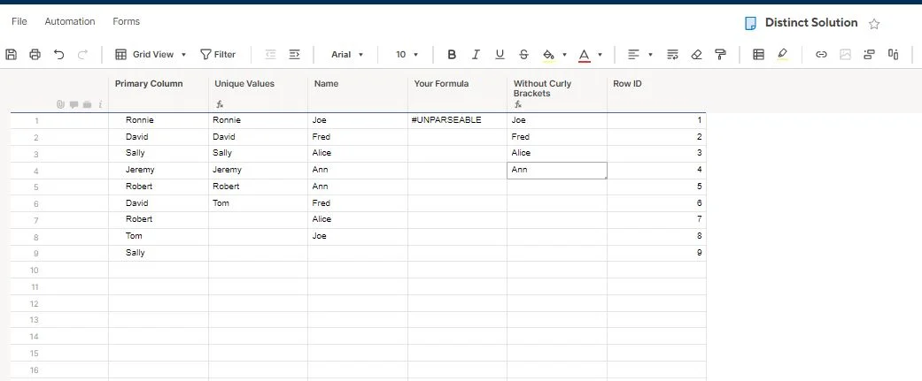 Get a list of Distinct / Unique values — Smartsheet Community