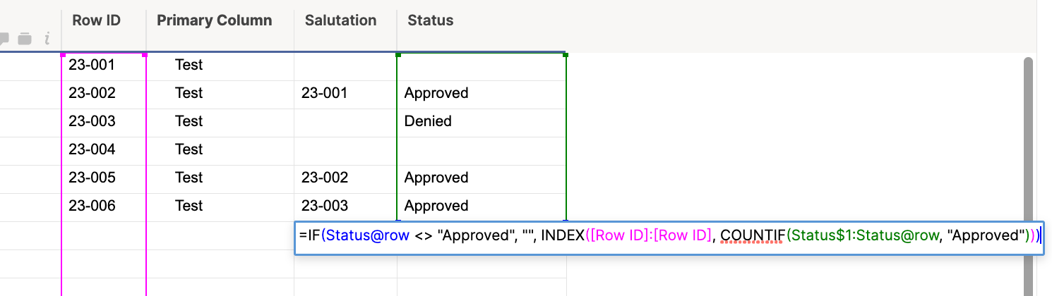 How to make a manual Row ID based on conditions Smartsheet