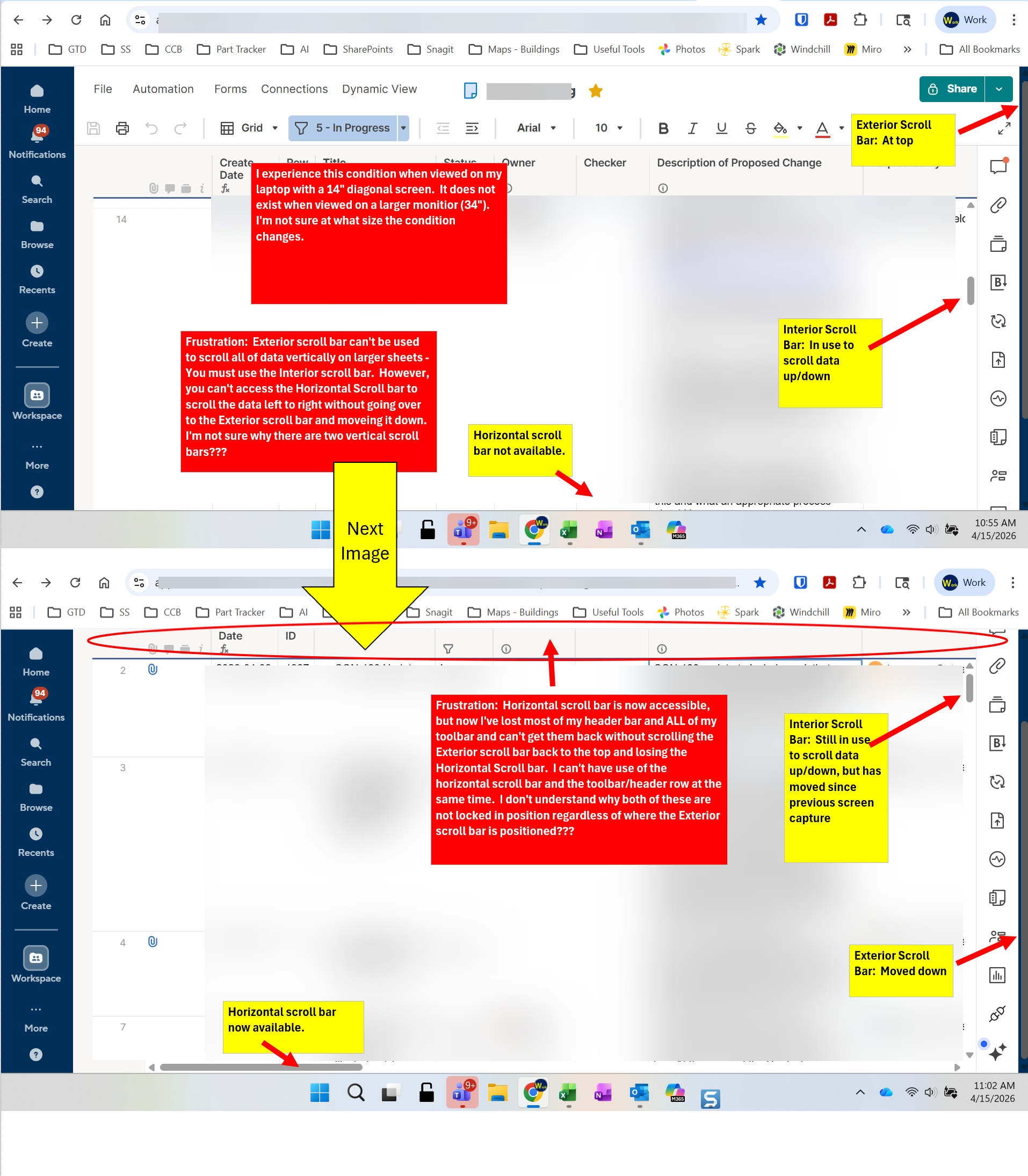 Option to always display horizontal scroll bar - Smartsheet Community