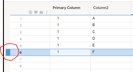 Is it possible to add new Rows not above but beneith a certain Row