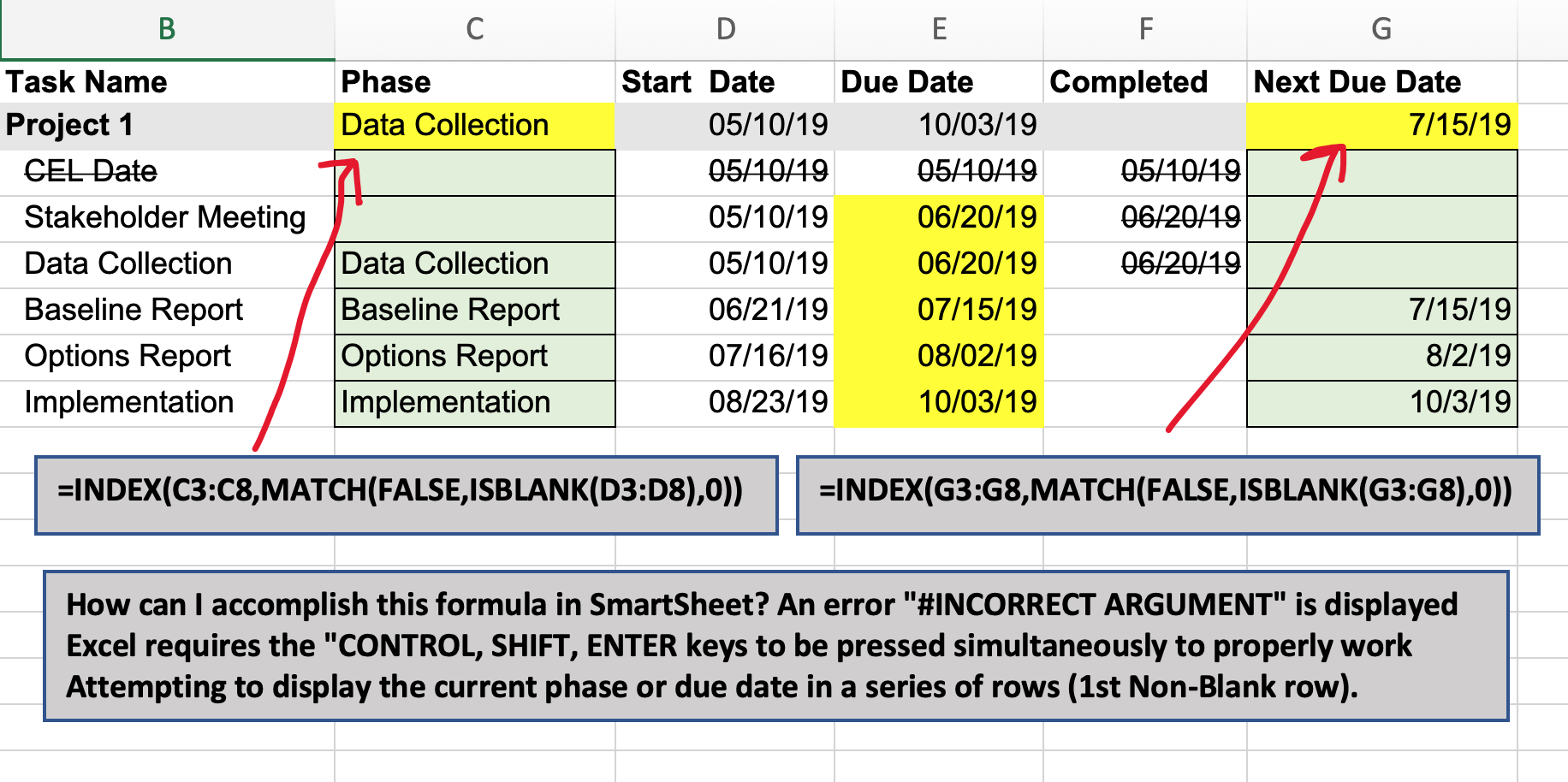 Lookup Display First Non Empty Cell In A Range Of Cells Within A Column Smartsheet Community