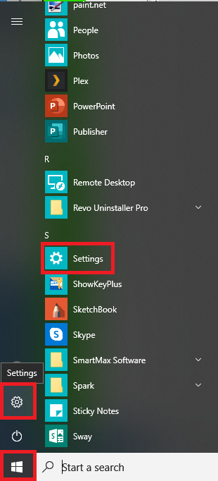 Start Button Settings