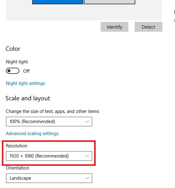 display settings