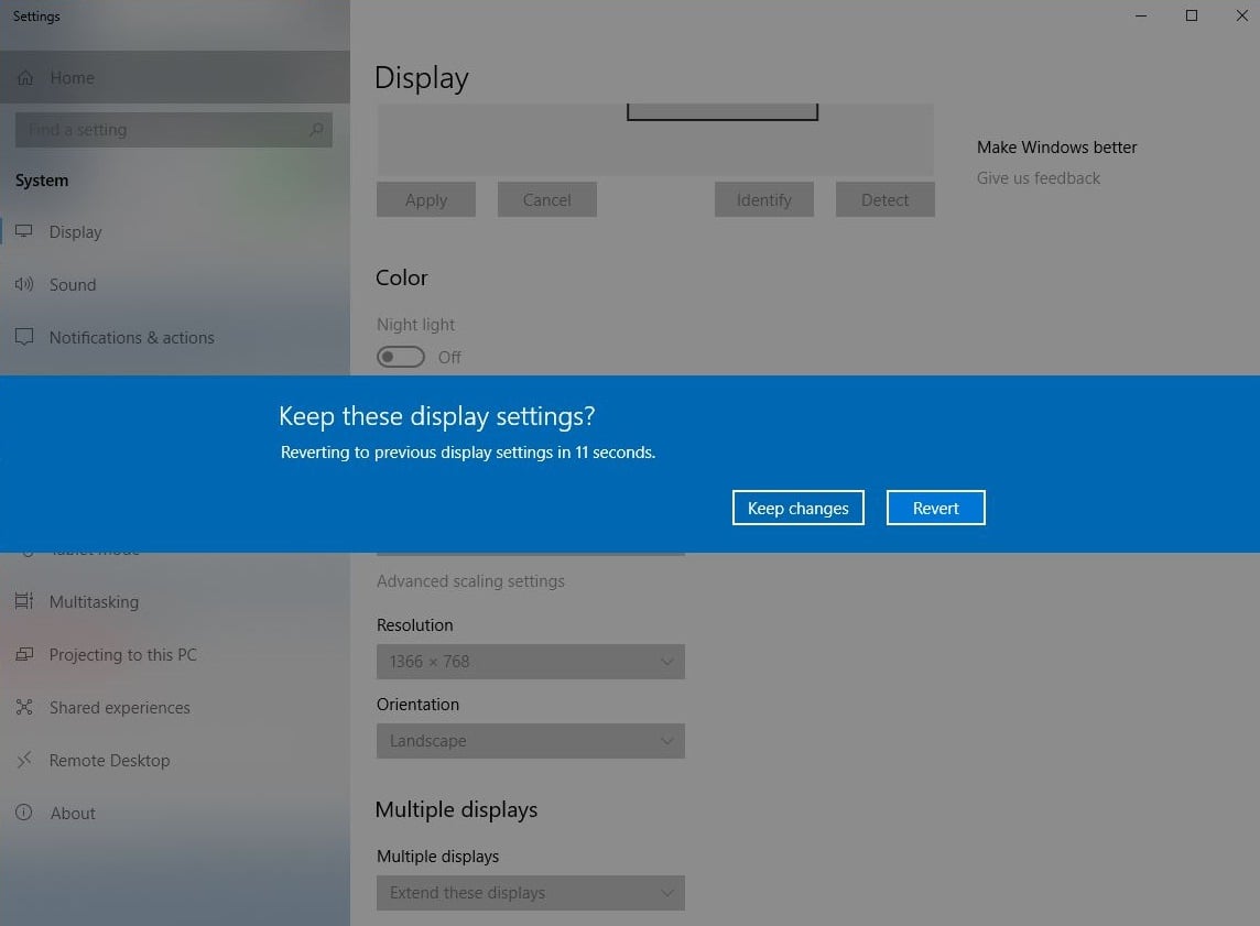 display settings