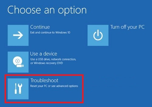 troubleshoot option in windows