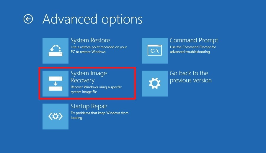 system image recover in windows