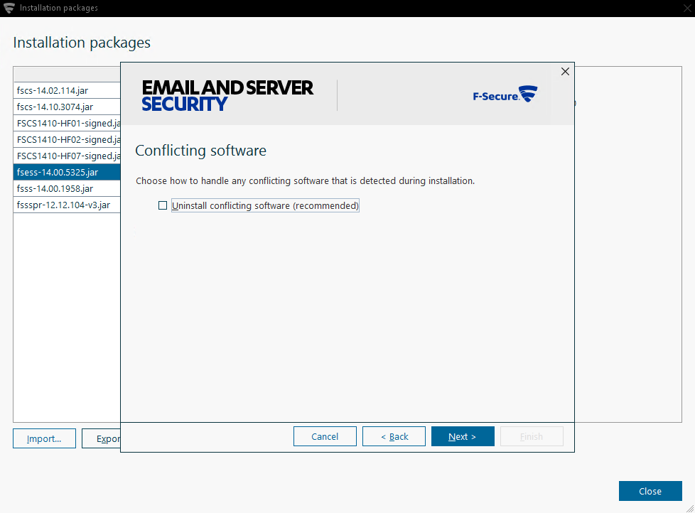 Conflicting software page