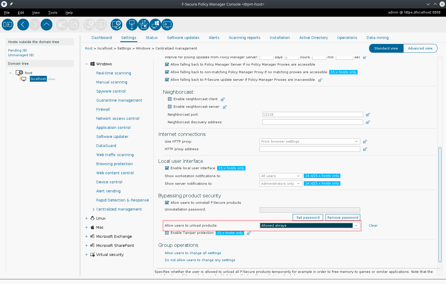 Allow users to unload products