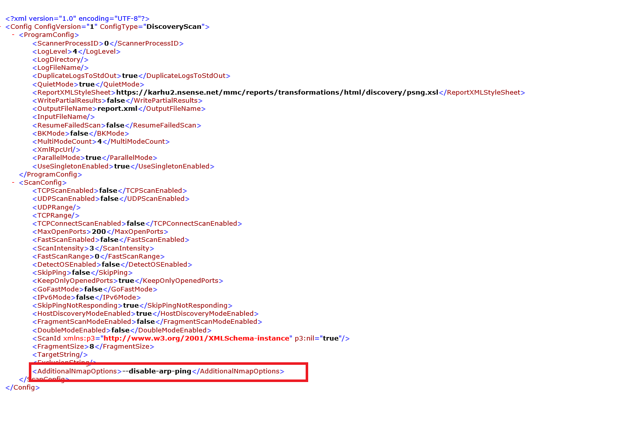 Editing the default scan template to disable ARP Ping