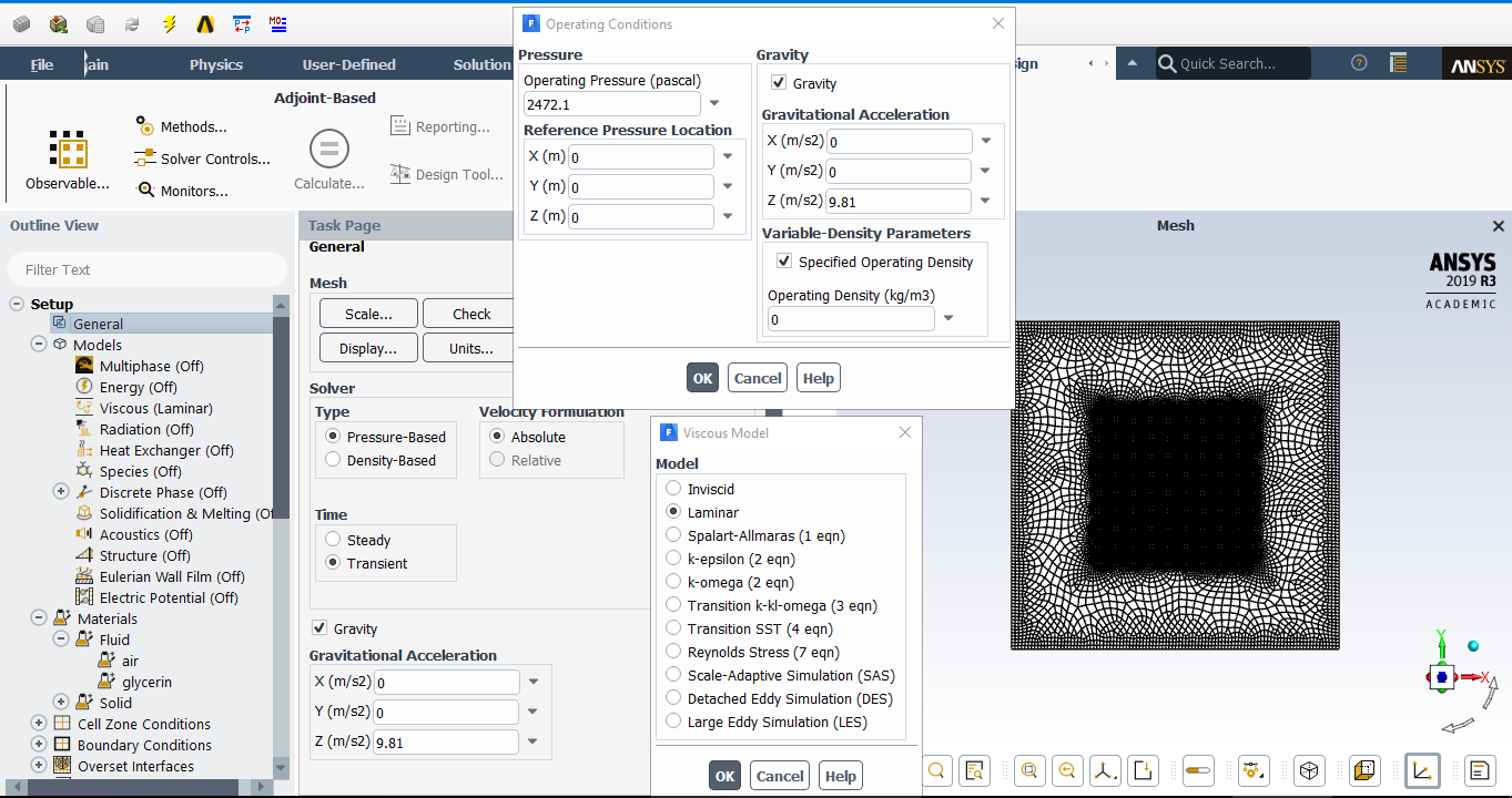 Confusion with steps for allowing fluent to consider hydrostatic