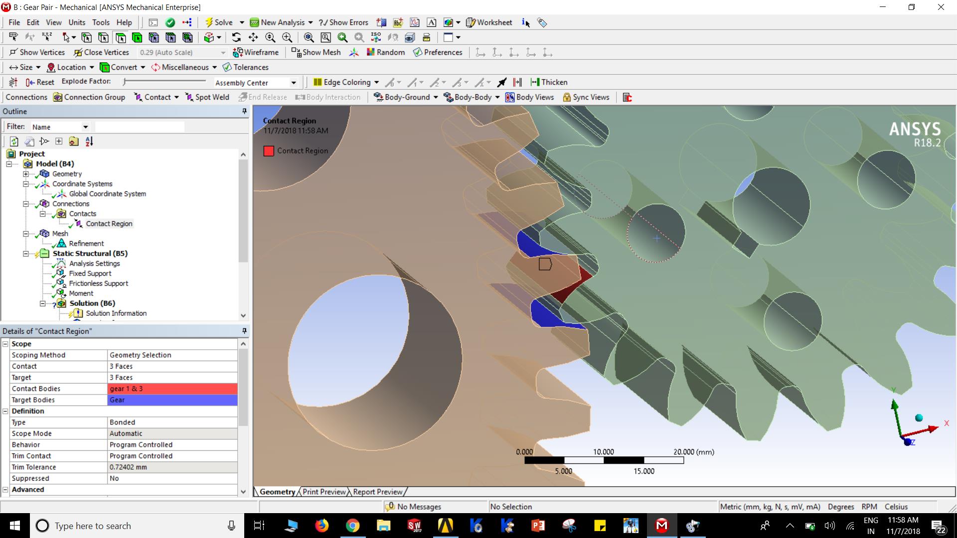 Static Structural analysis of Spur gear for BAJA gearbox