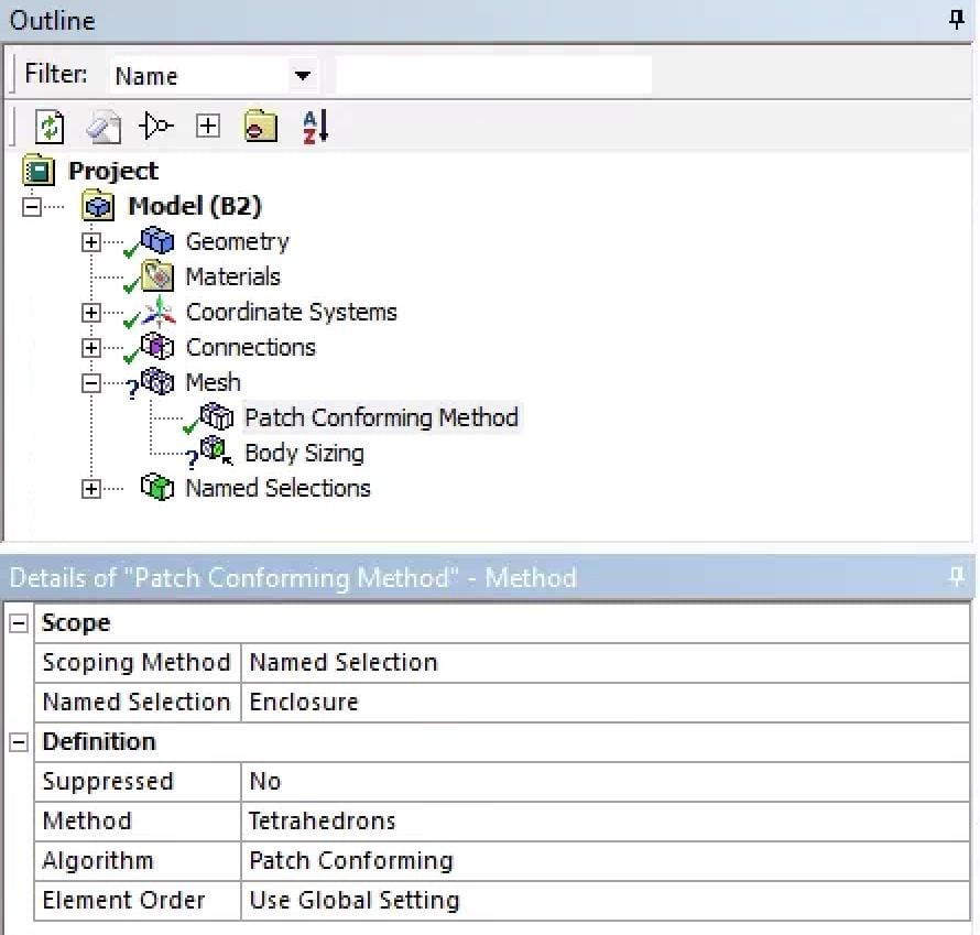 Solution is to make the body a named selection
