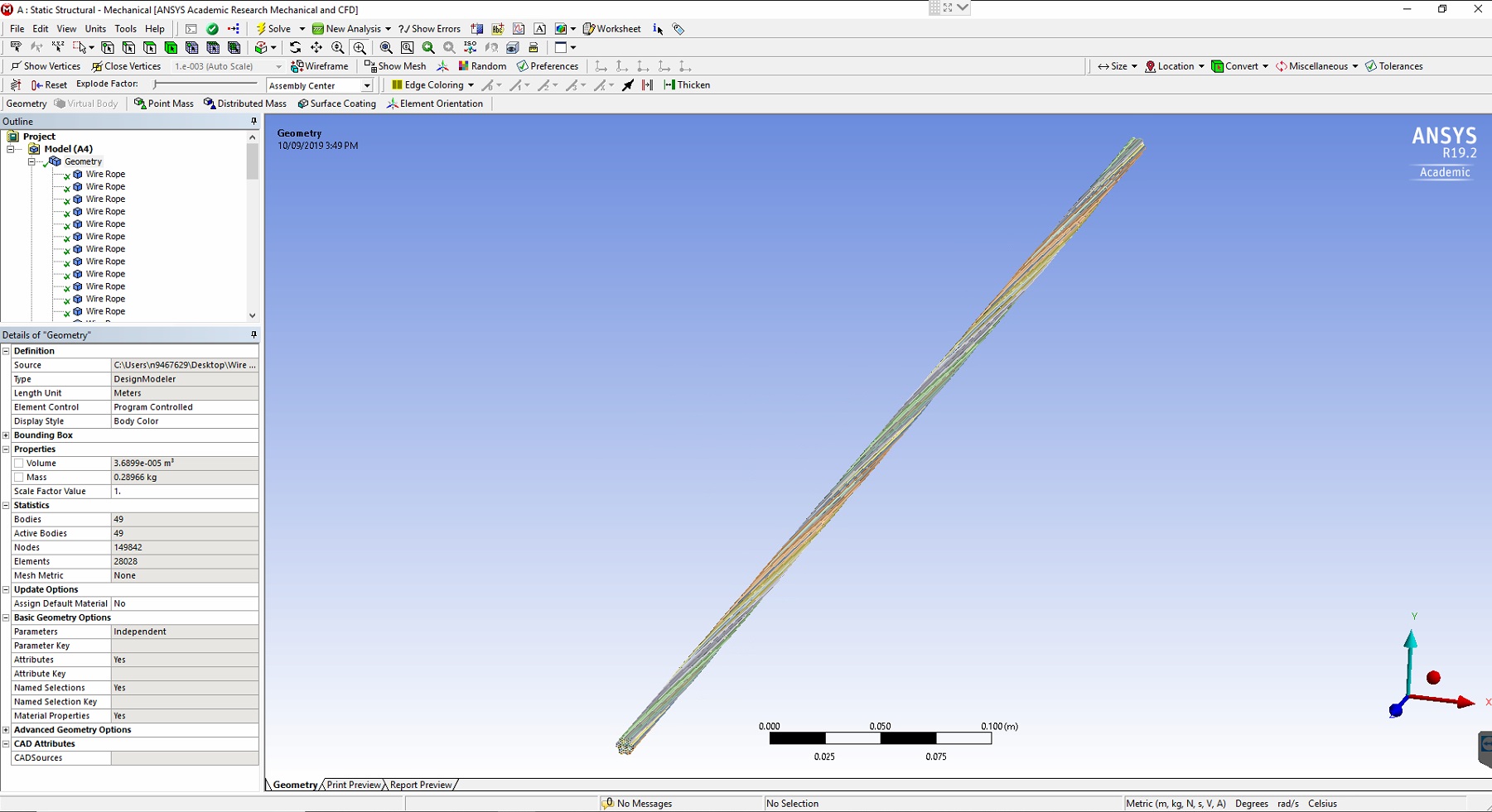 Wire Rope Deflection Different values from theoretical results