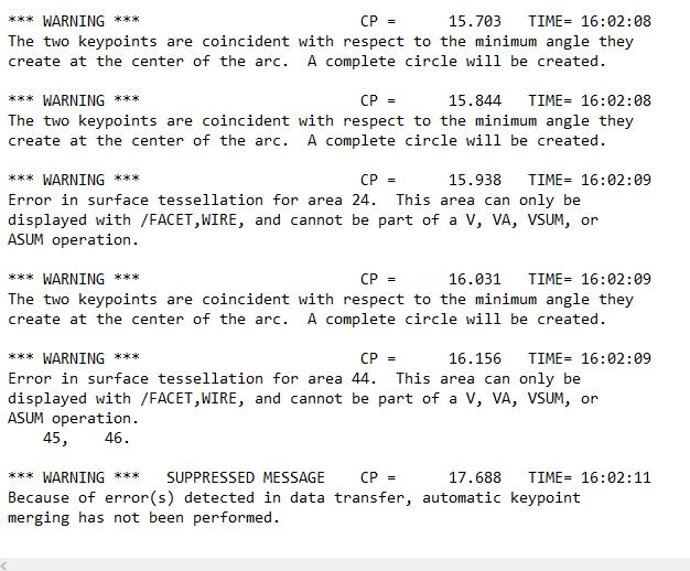 Error while importing 3D model into MAPDL