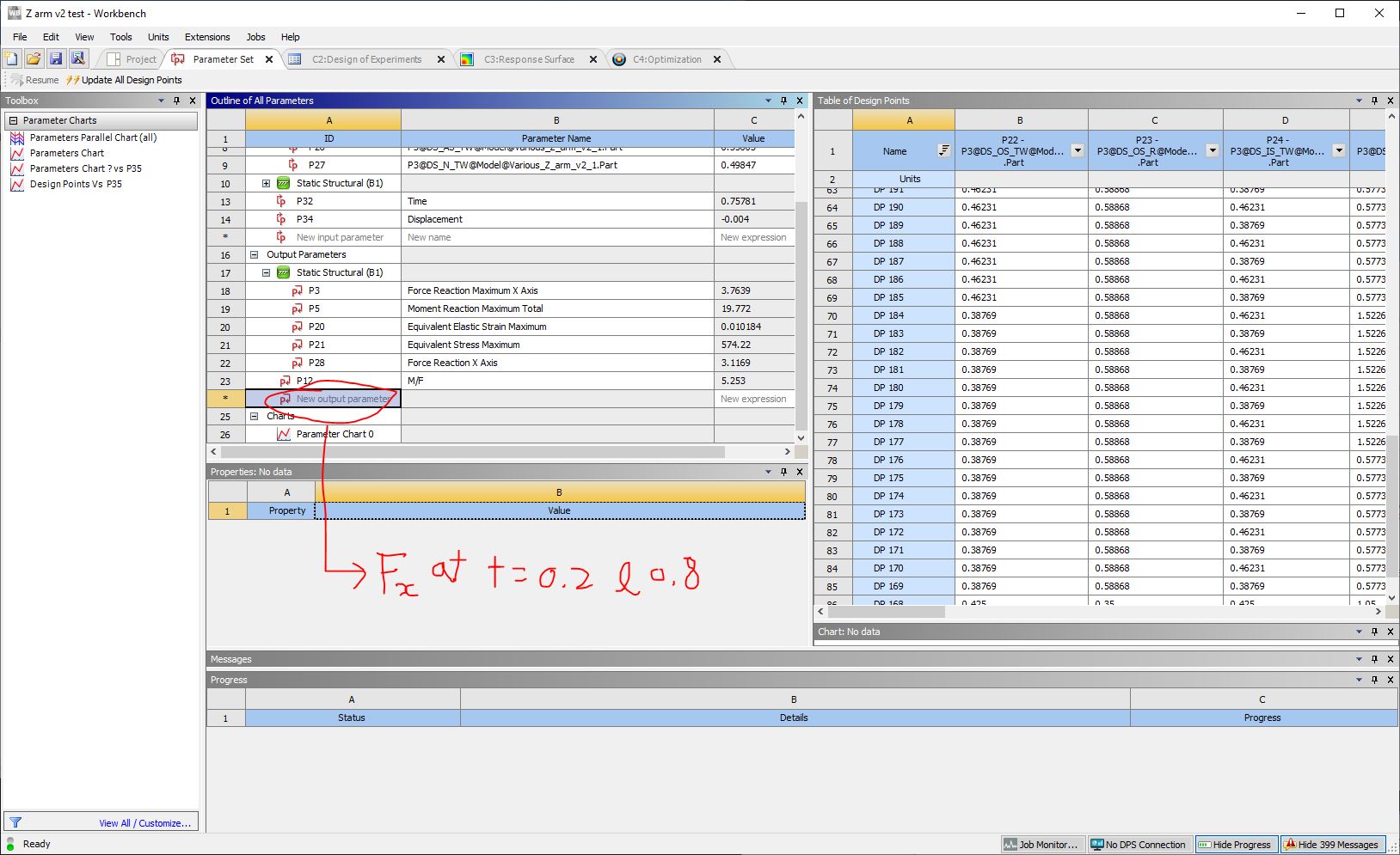 Adding conditional output parameters for design optimization