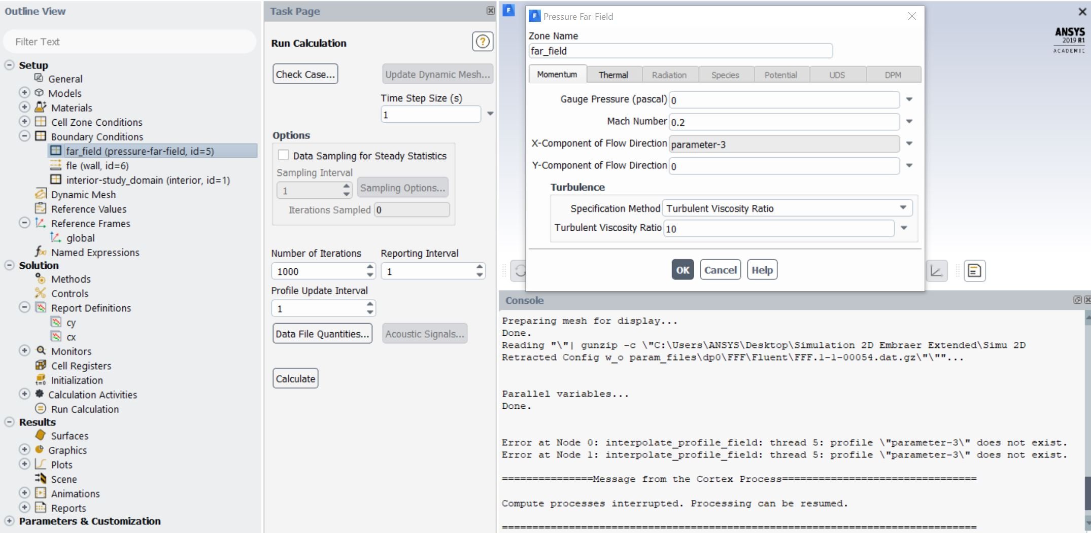 Screen Capture of the error message from fluent console