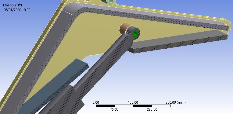 Pin connection between the cylinder and the boom