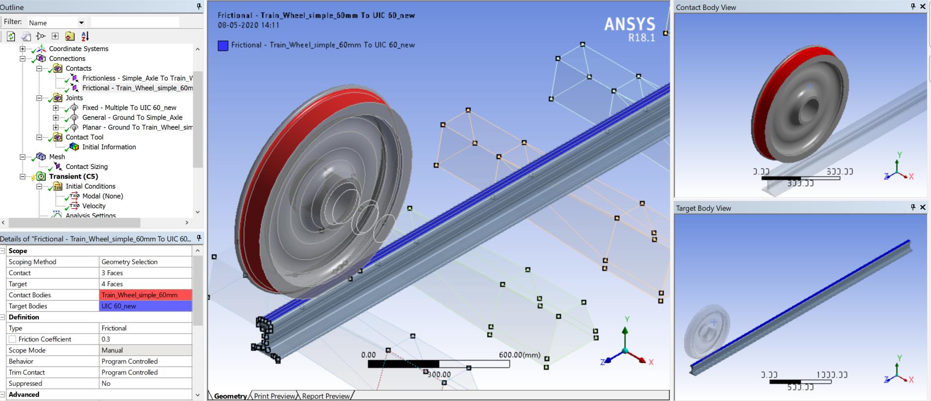 Impact force for flat wheel rail interaction — Ansys Learning Forum