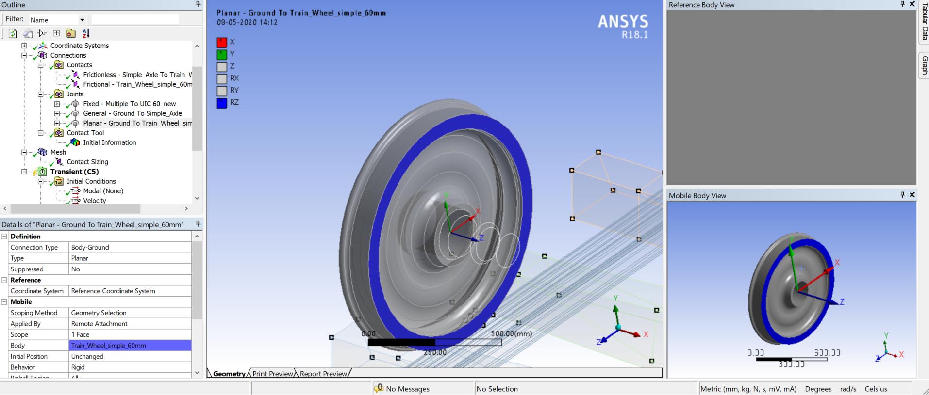 Impact force for flat wheel rail interaction