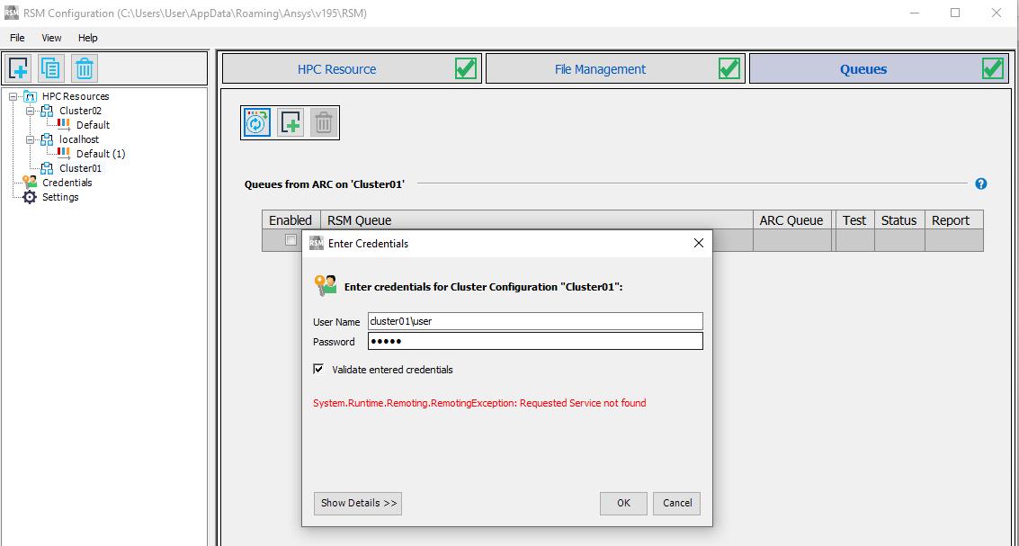RSM configuration on master