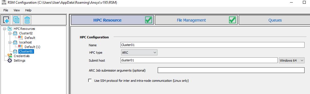 RSM configuration on master