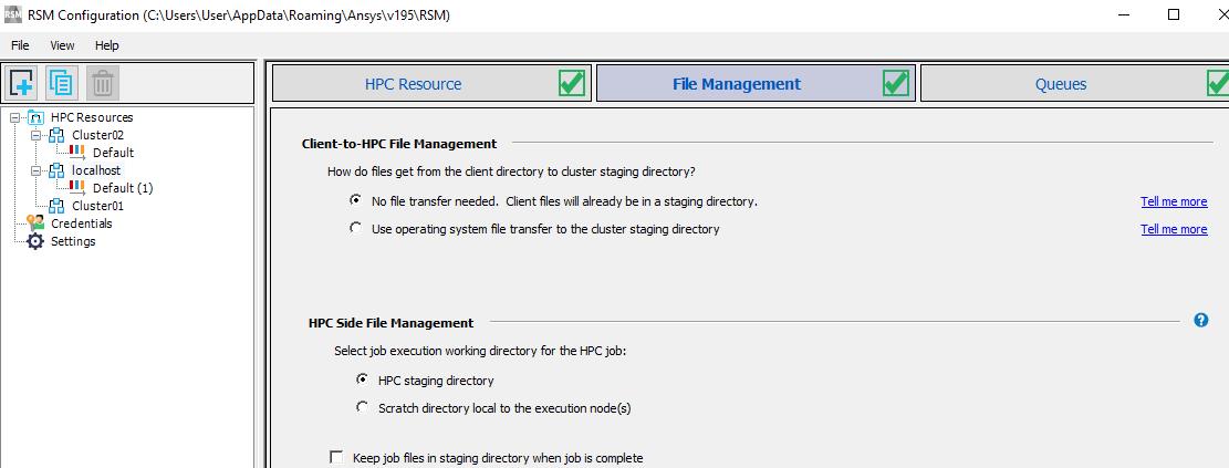 RSM configuration on master