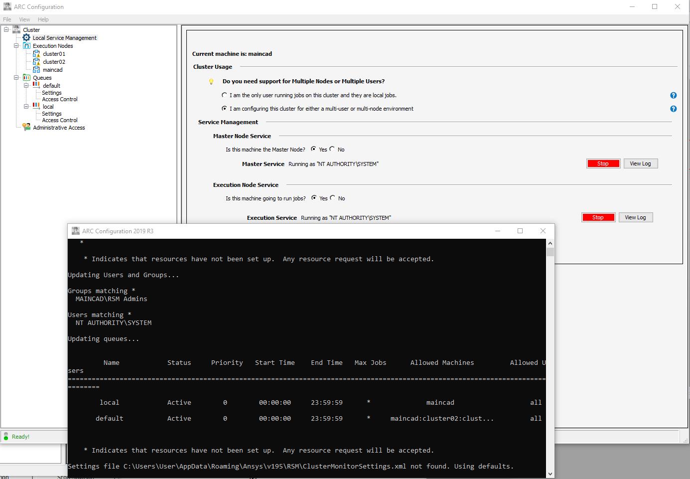 ARC configuration on master