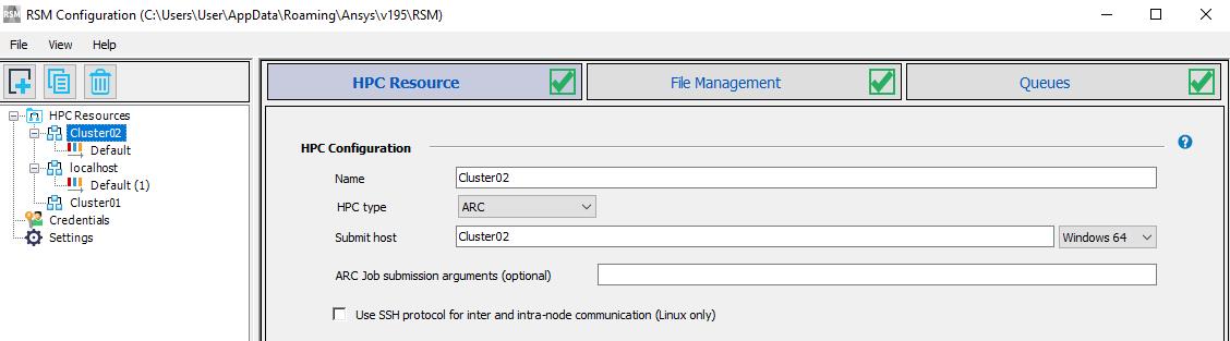RSM configuration on master