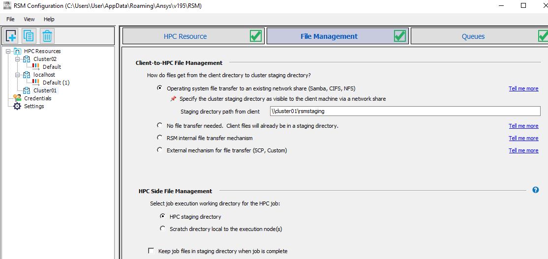 RSM configuration on master