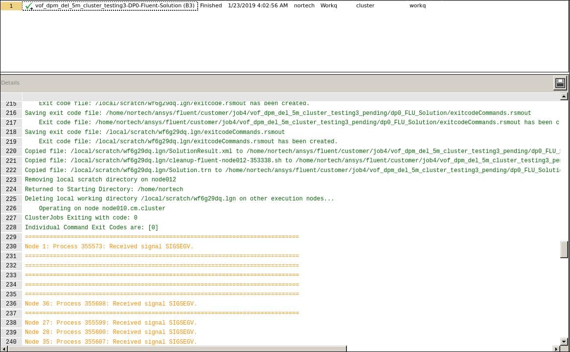 Reply to error message running fluent from workbench