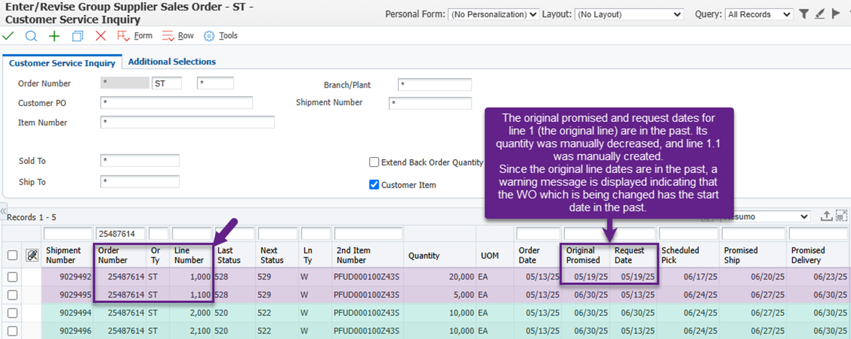 Incorrect WO Line Assignments When Manually Splitting ST Order Lines ...