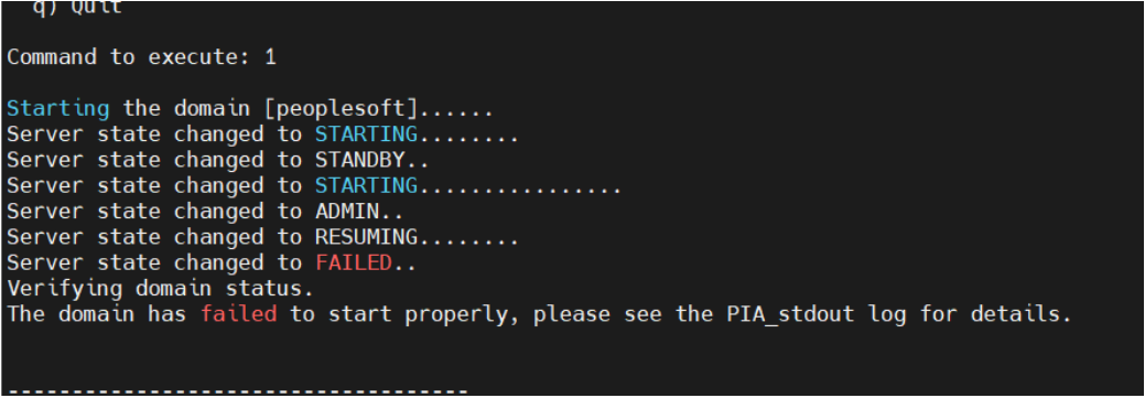 Issue with starting the WebLogic server — oracle-mosc
