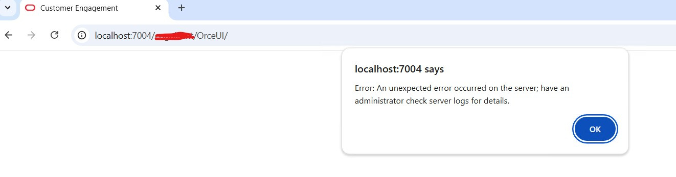 oracle retail customer engagement v19 - application access error ...