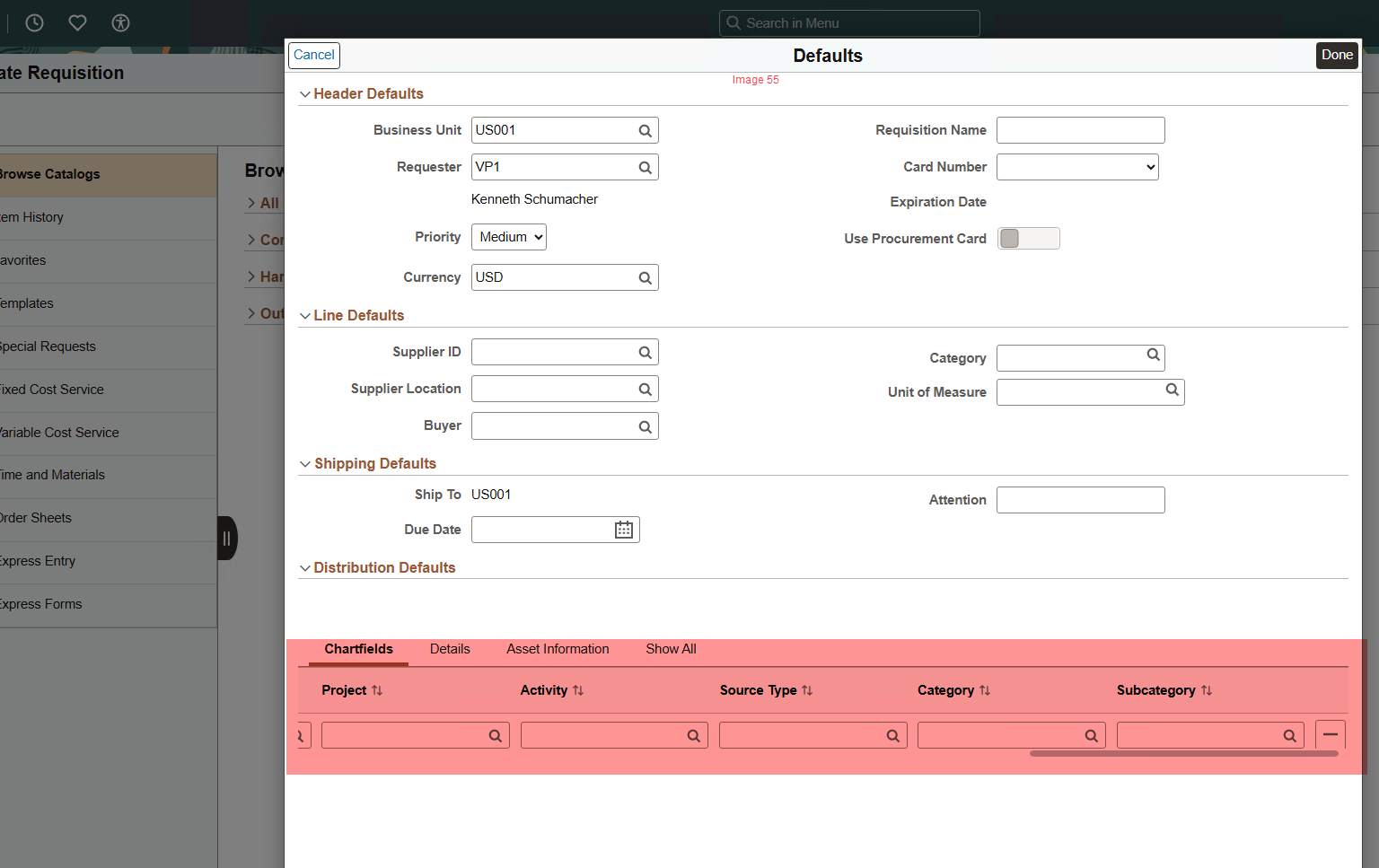 Fluid ePro Requisitions personalize grid — oracle-mosc