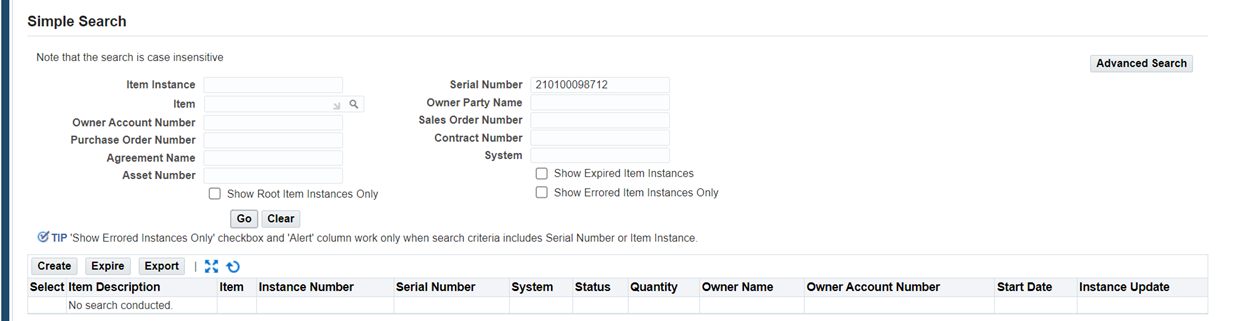 Oracle Number Rbs Serial numbers in Oracle Installed Base Agent User Responsibility in ...