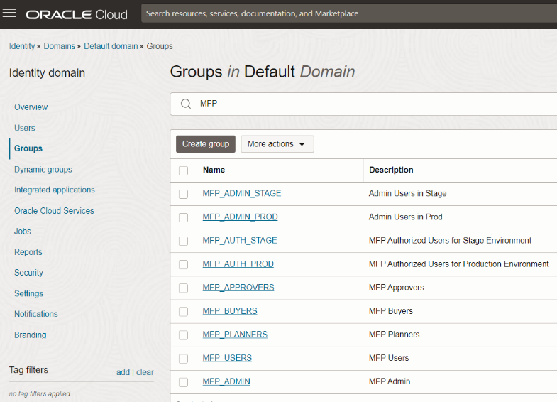 How an IDCS role group is associated to a SaaS application? — oracle-mosc
