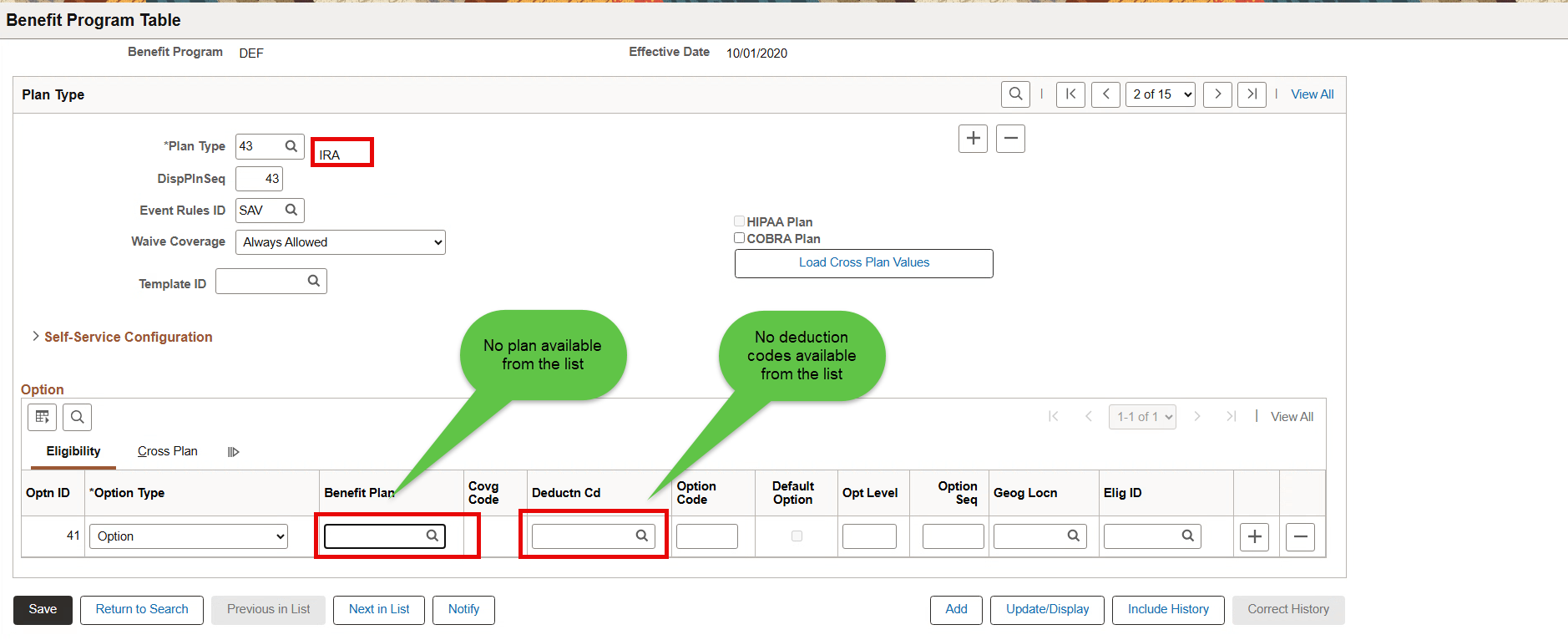I Plan Code Unable to select Benefit plan and/or deduction codes to assign at ...