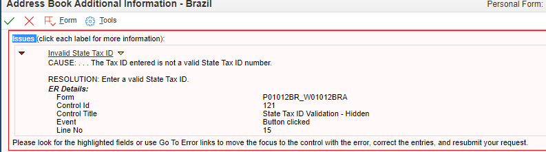 E9.2 - Issues : Invalid State Tax ID | JDELIST.com - JD Edwards ERP Forums