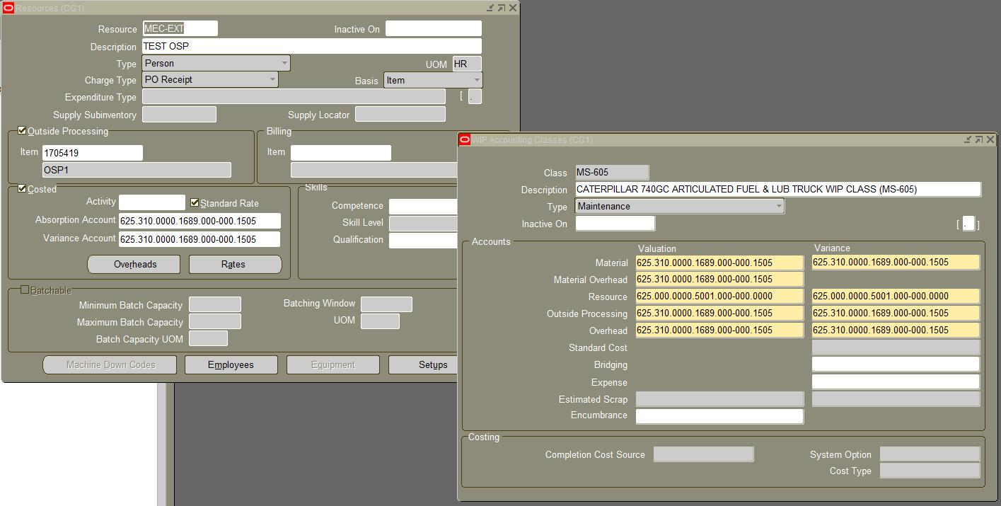 OUTSIDE PROCESSING ACCOUNTING FOR WORK ORDER — oracle-mosc