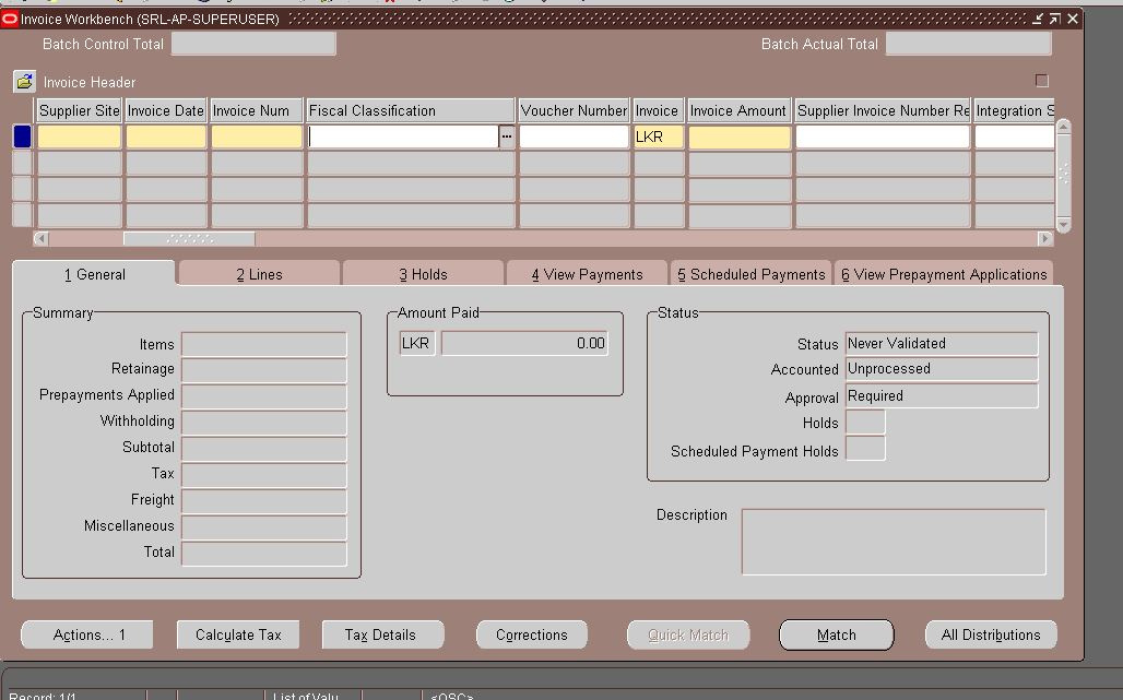 Adding list of values for the Invoice Header Fiscal Classification ...