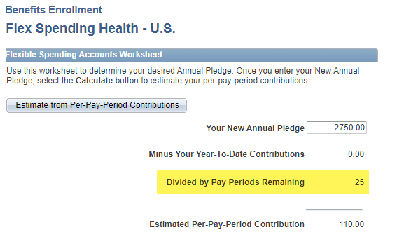 PS Benefit: FSA worksheet pay period remaining is wrong — oracle-mosc