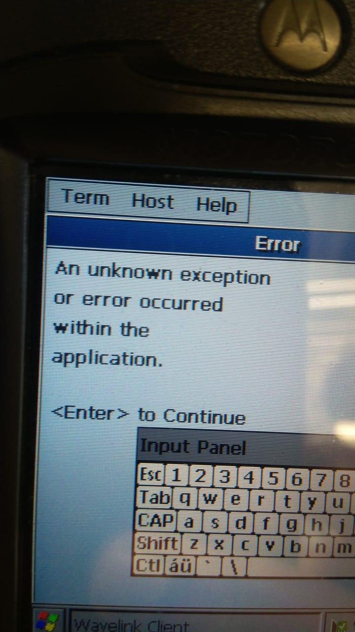 An unknown exception or error occurred within the application while ...