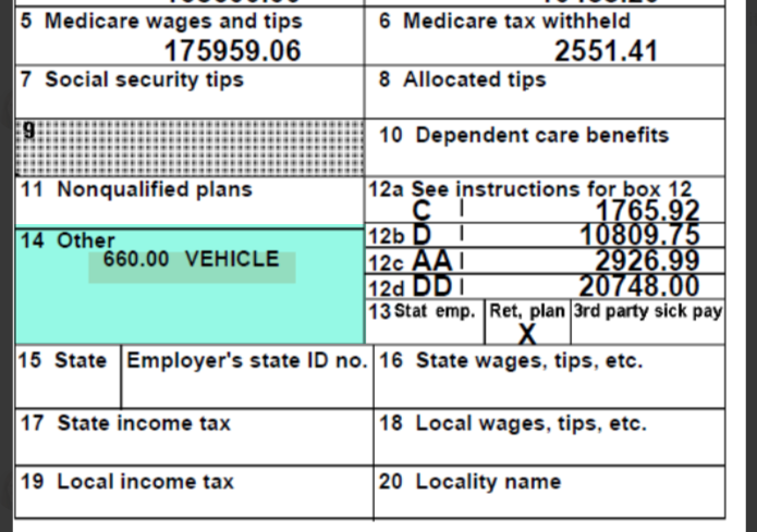 Missing W-2 Box 14Z description for Vehicle Use — oracle-mosc