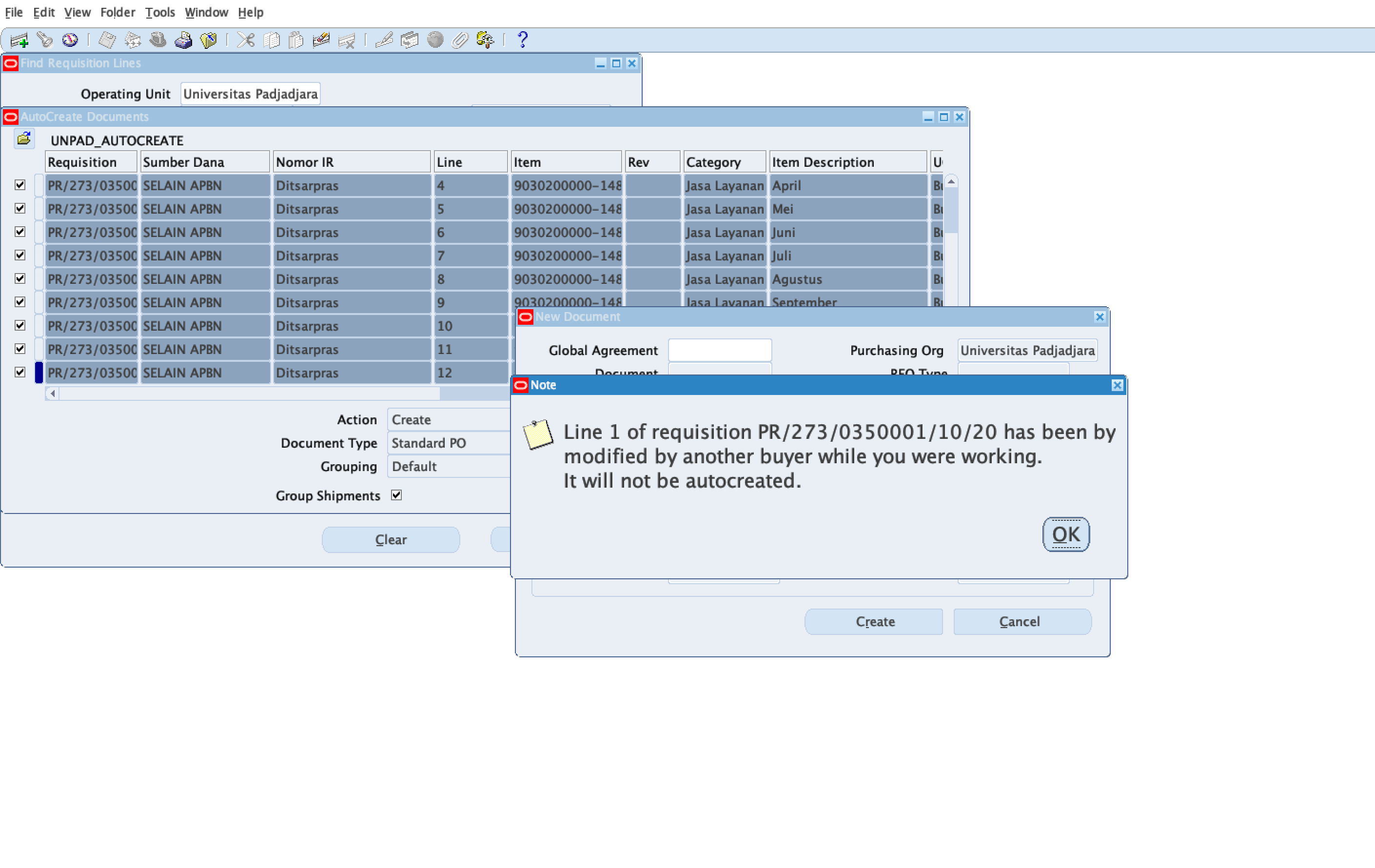 Show error when autocreate PO — oracle-mosc