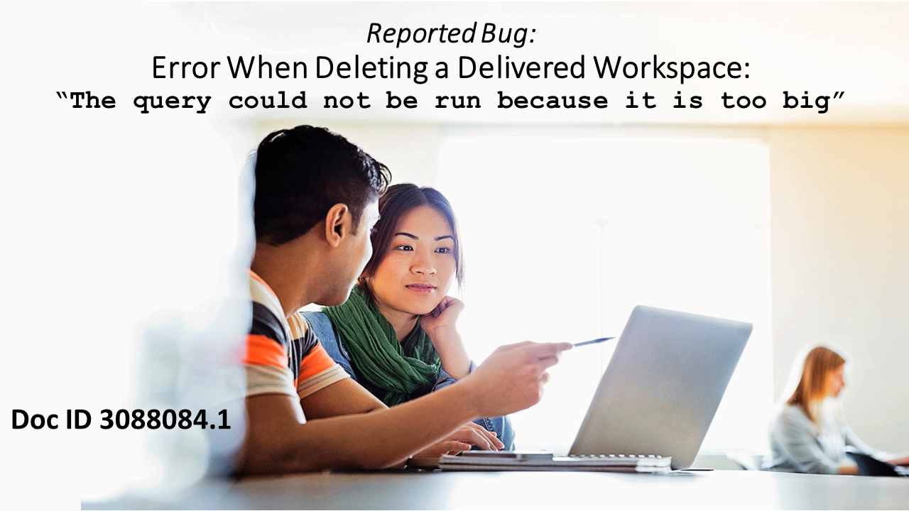 Delete Delivered Dev Workspace Throws Error "The query could not be run ...