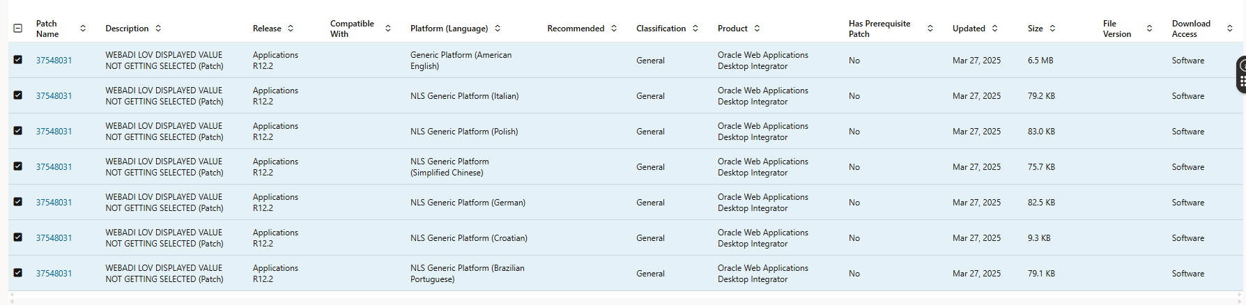 How to download multiple patches at once — oracle-mosc